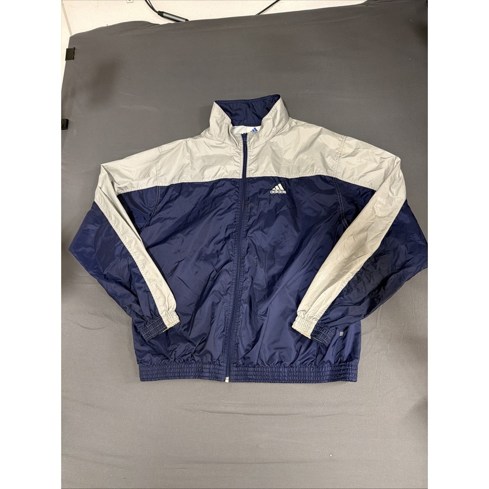 VTG Y2K adidas Blue and Grey Windbreaker. Size L